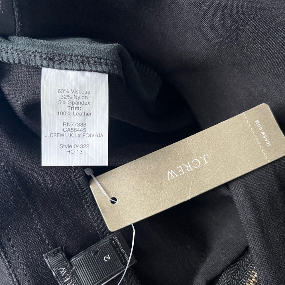 J Crew Black Ponte Stretch Pants w/leather Side Panels - Picture 5 of 5